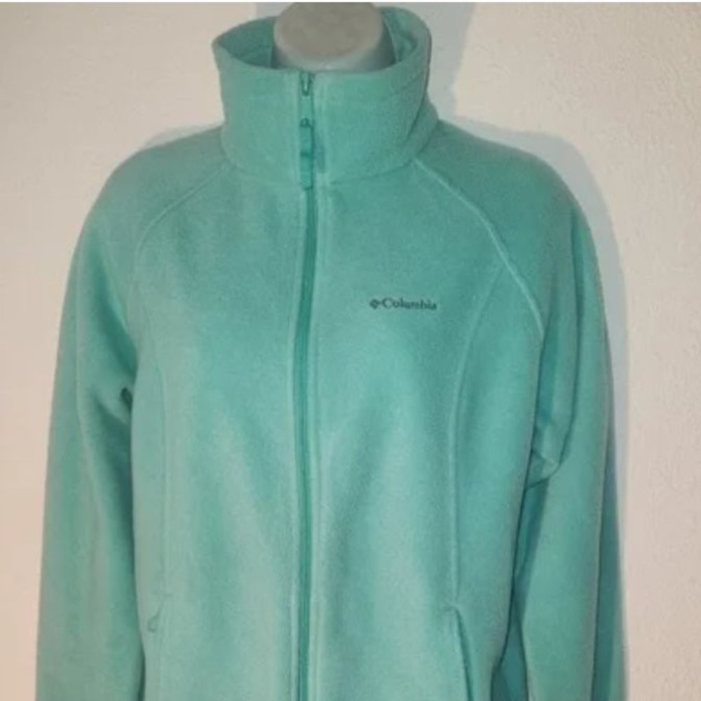 Columbia stylish Zippered fleece jacket, turquoise, in size Large